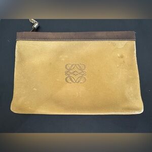 Loewe Tan and Brown Leather Zip Pouch Bag AUTHENTIC